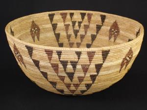 A Paiute polychrome coiled basket by Maria Harry