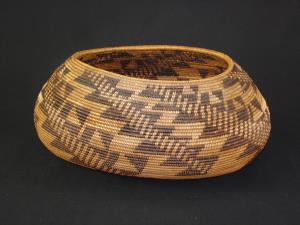 A Maidu polychrome oval basket